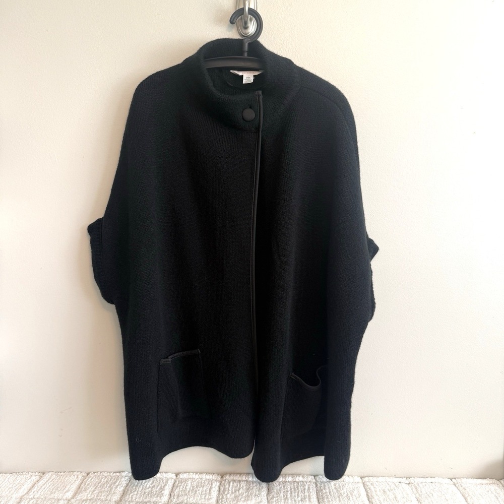 Lauren Conrad Black Short Sleeve Knit Cape Poncho One Size Langenlook Modest